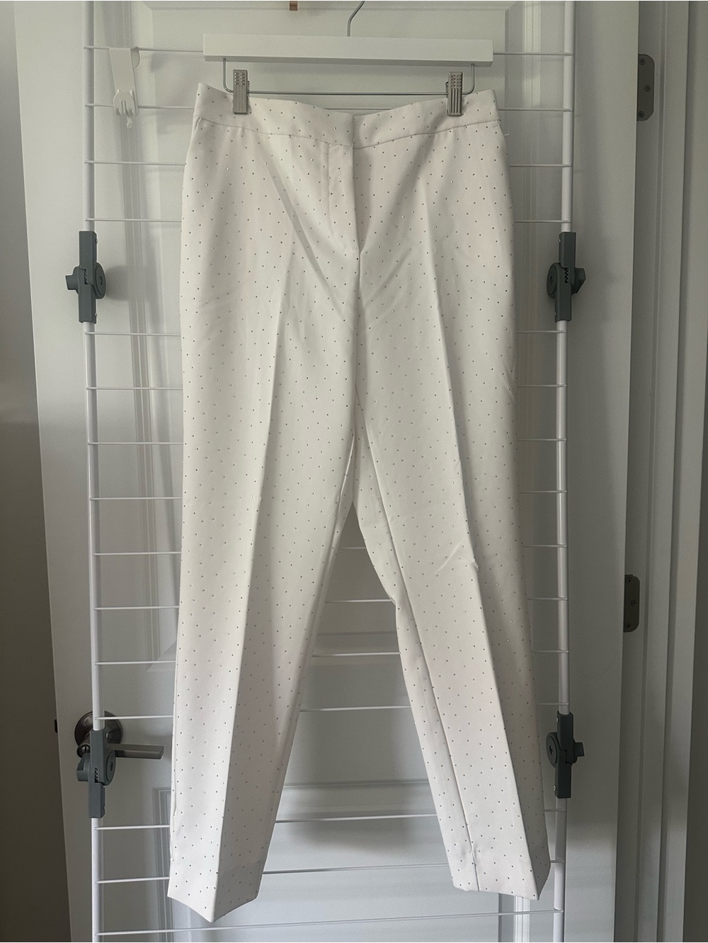 Rachel Zoe White Tailored Rhinestone Trousers